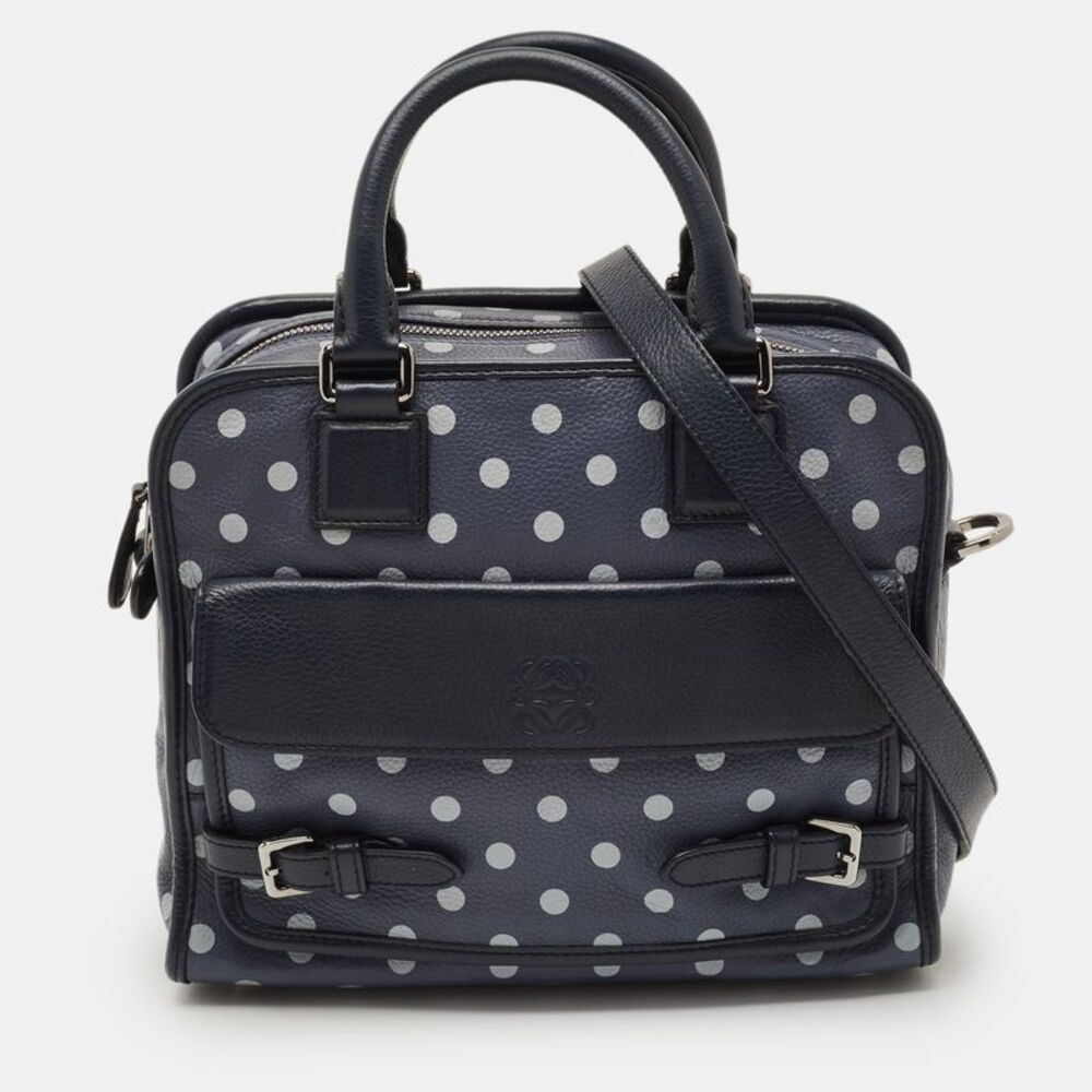 Loewe Polka Dot Cruz Navy Blue/white Leather Satchel - Picture 1 of 7